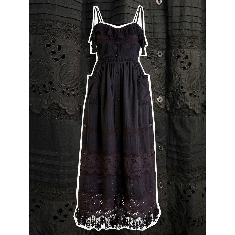 Place Nationale black cotton lace maxidress, size S